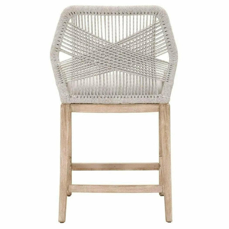 Loom Counter Stool Taupe & White Rope & Wood