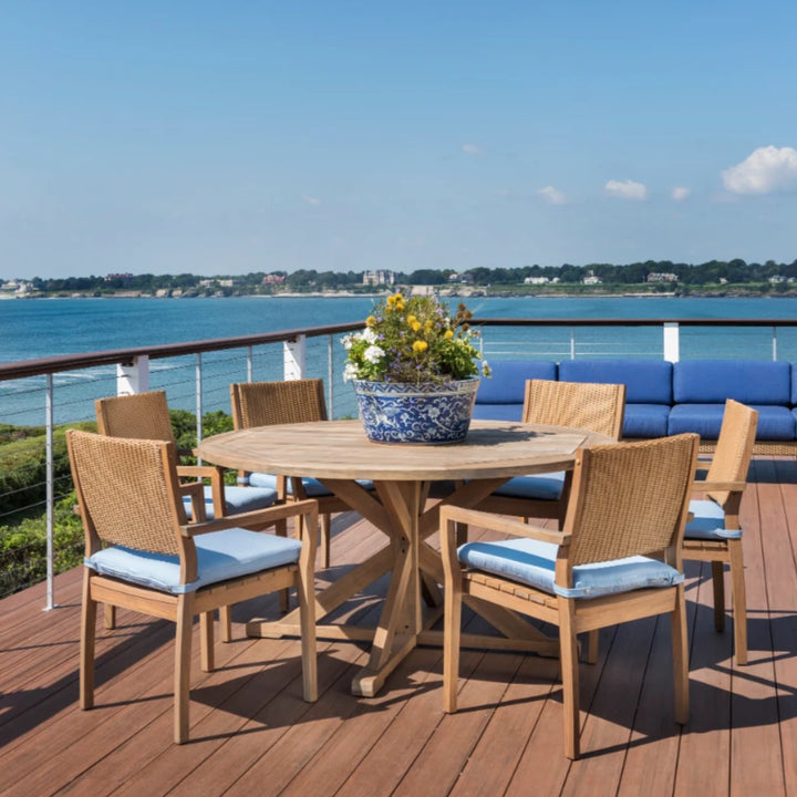 Loom Loom Back Teak Outdoor Dining Armchair-Outdoor Dining Chairs-Lloyd Flanders-LOOMLAN