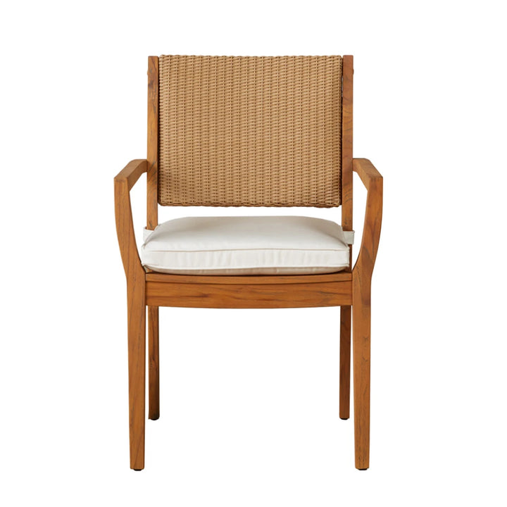 Loom Loom Back Teak Outdoor Dining Armchair-Outdoor Dining Chairs-Lloyd Flanders-LOOMLAN