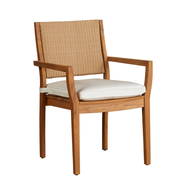 Loom Loom Back Teak Outdoor Dining Armchair-Outdoor Dining Chairs-Lloyd Flanders-LOOMLAN