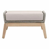 Loom Outdoor Footstool Teak Wood & Grey Rope