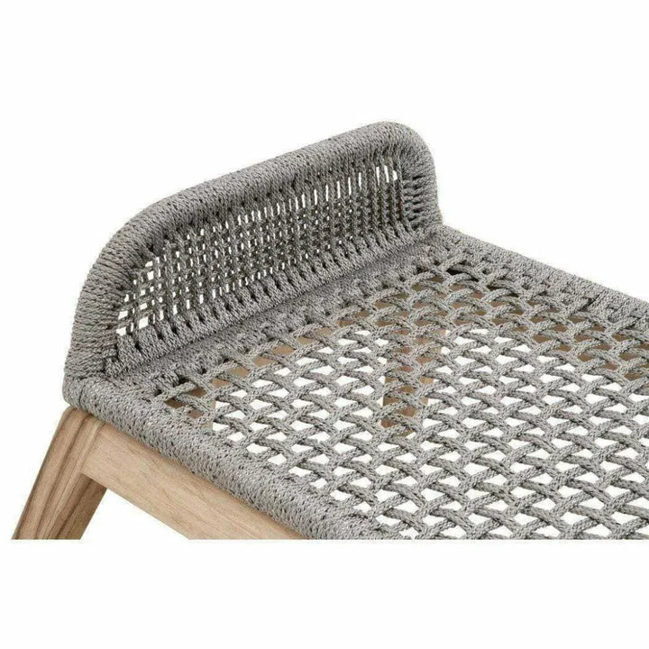 Loom Outdoor Footstool Teak Wood & Grey Rope-Outdoor Ottomans-Essentials For Living-LOOMLAN