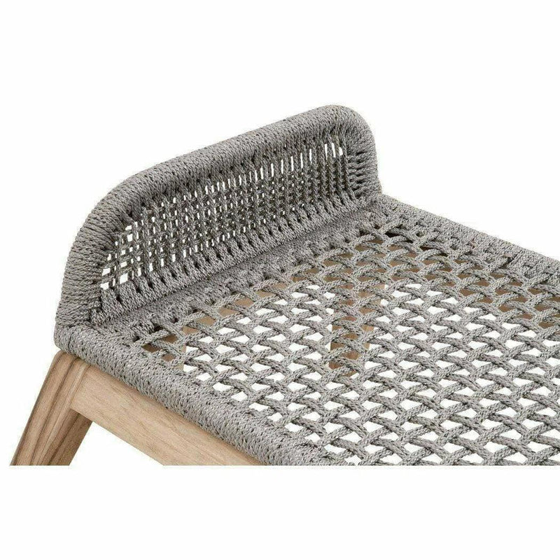 Loom Outdoor Footstool Teak Wood & Grey Rope