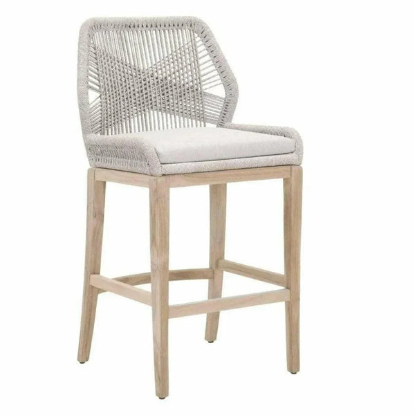 Loom Outdoor Rope Barstool Taupe Rope Wood-Outdoor Bar Stools-Essentials For Living-LOOMLAN