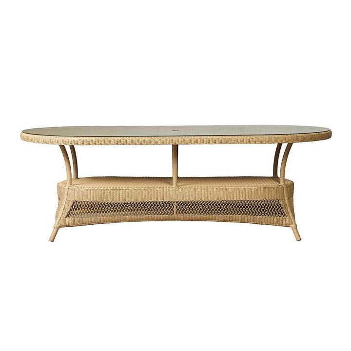 Loom Oval Umbrella Outdoor Dining Table-Outdoor Dining Tables-Lloyd Flanders-LOOMLAN