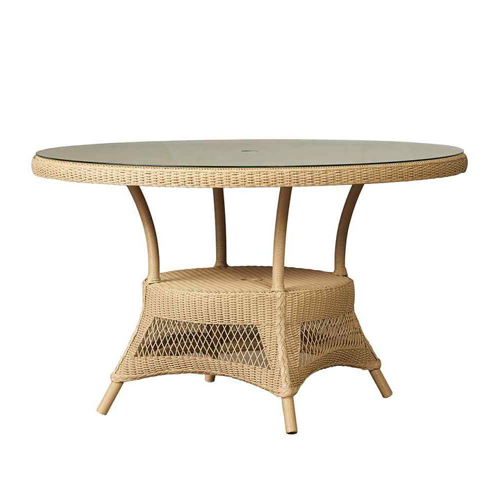 Loom Round Umbrella Outdoor Dining Table-Outdoor Dining Tables-Lloyd Flanders-LOOMLAN