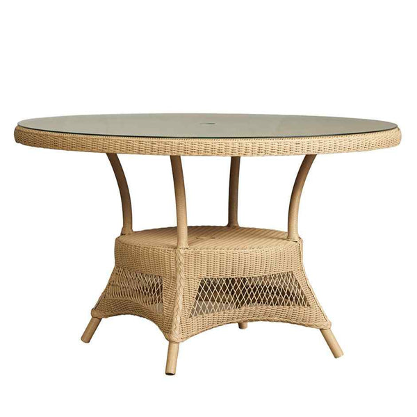 Loom Round Umbrella Outdoor Dining Table-Outdoor Dining Tables-Lloyd Flanders-LOOMLAN