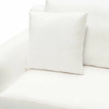 Loose Back Loveseat White Linen Silver Leg