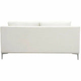 Loose Back Loveseat White Linen Silver Leg