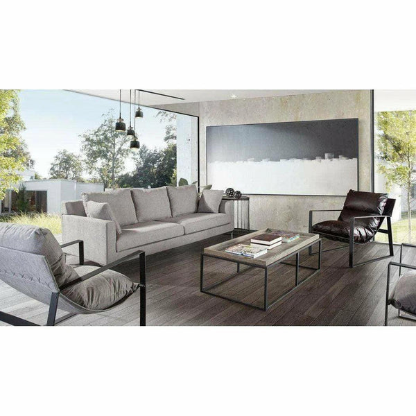 Loose Back Sofa in Grey Fabric Silver Metal Leg Sofas & Loveseats LOOMLAN By Diamond Sofa