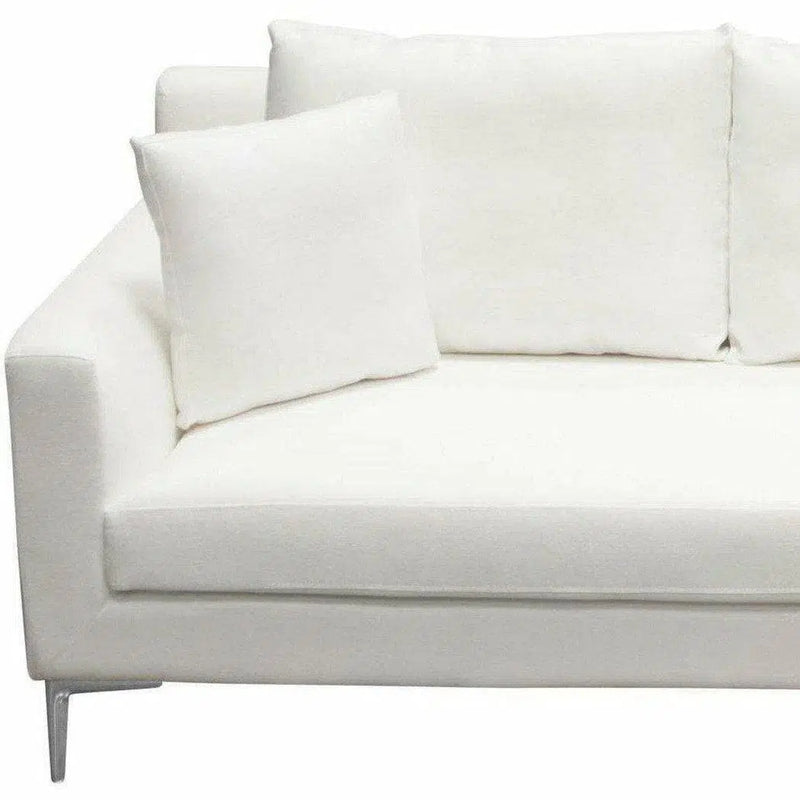 Loose Back Sofa White Linen Silver Leg