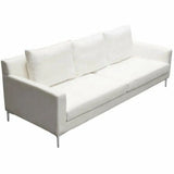 Loose Back Sofa White Linen Silver Leg