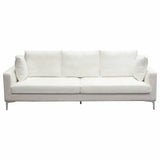 Loose Back Sofa White Linen Silver Leg