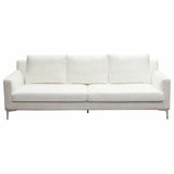 Loose Back Sofa White Linen Silver Leg