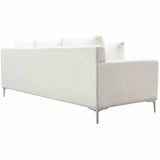 Loose Back Sofa White Linen Silver Leg