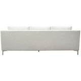 Loose Back Sofa White Linen Silver Leg