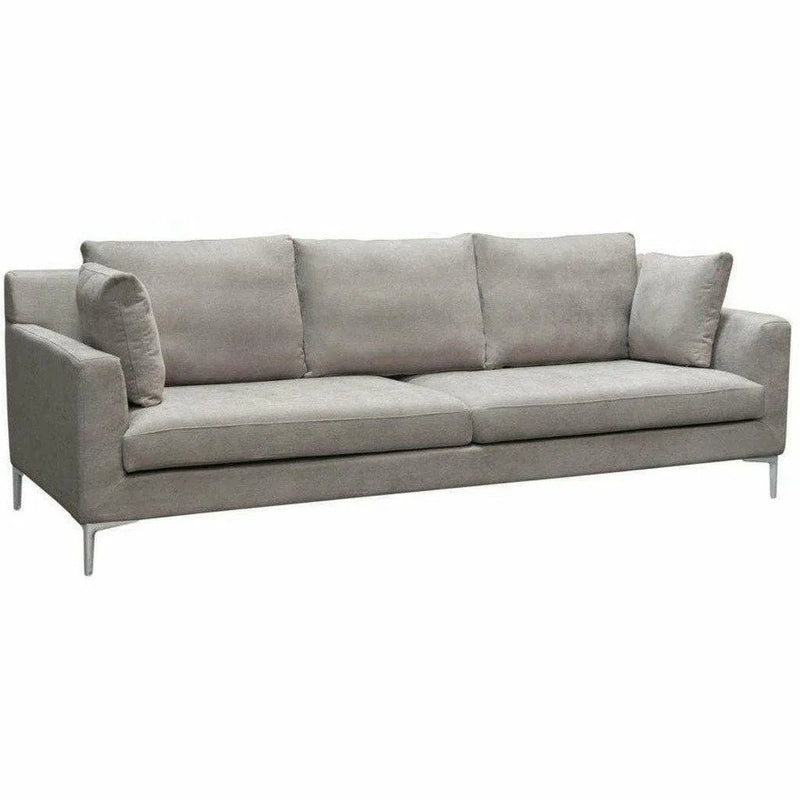 Loose Back Sofa in Grey Fabric Silver Metal Leg Sofas & Loveseats LOOMLAN By Diamond Sofa