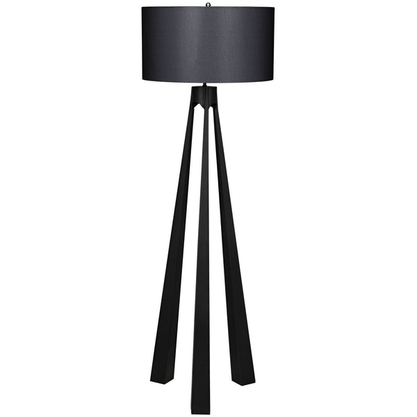 Lore Steel Floor Lamp with Shade-Floor Lamps-Noir-LOOMLAN