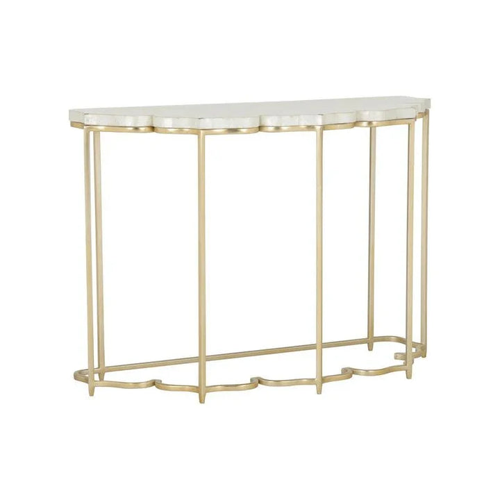 Lotus Flower Metalic Gold Based Console Table - LOOMLAN - Chelsea House - Console Tables