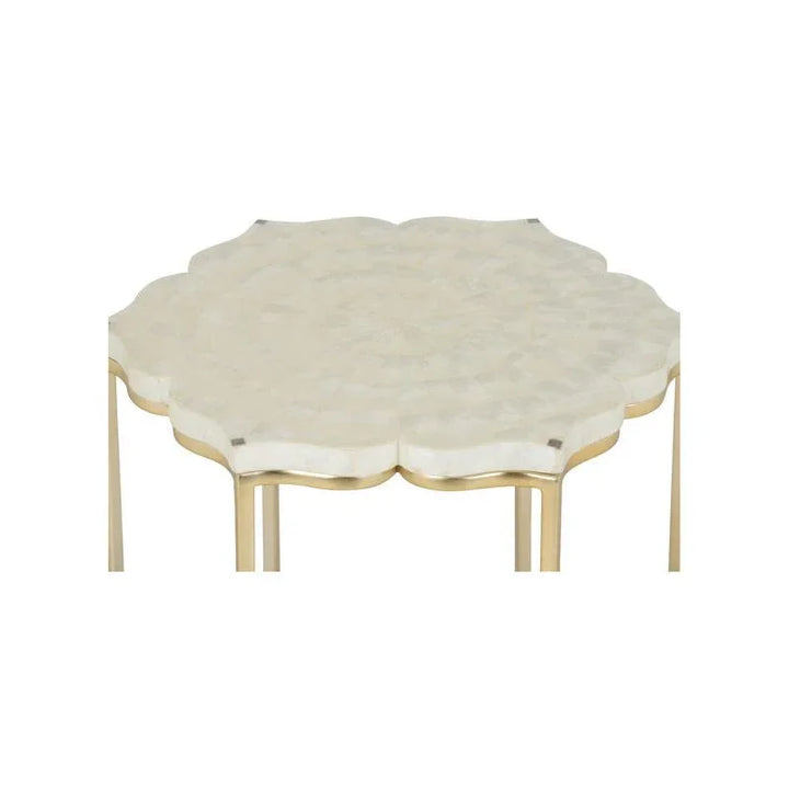 Lotus Flower Metalic Gold Based Side Table - LOOMLAN - Chelsea House - Side Tables