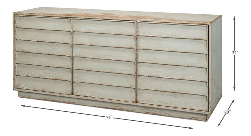 Louvered Sideboard Sage Cabinet For Living Room-Sideboards-Sarreid-LOOMLAN