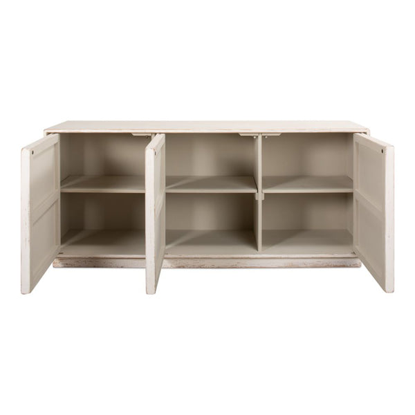 Louvered Sideboard Whitewash Cabinet For Living Room-Sideboards-Sarreid-LOOMLAN