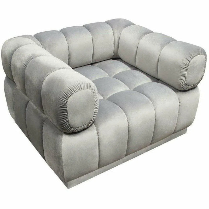 Low Profile Chair in Platinum Grey Velvet Silver Base Club Chairs LOOMLAN By Diamond Sofa
