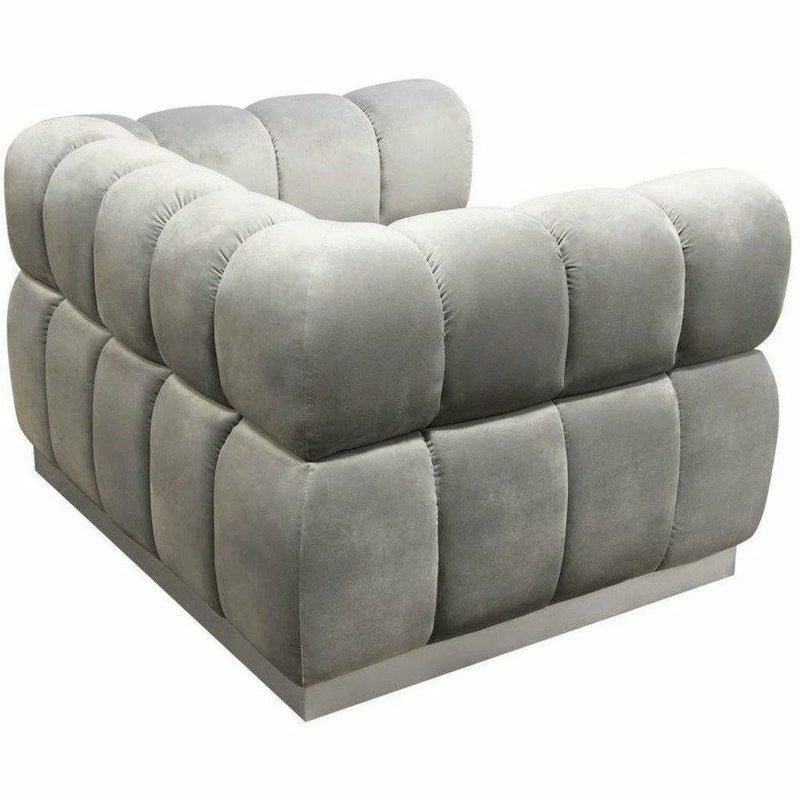 Low Profile Chair in Platinum Grey Velvet Silver Base Club Chairs LOOMLAN By Diamond Sofa