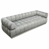 Low Profile Sofa in Platinum Grey Velvet Silver Base Sofas & Loveseats LOOMLAN By Diamond Sofa