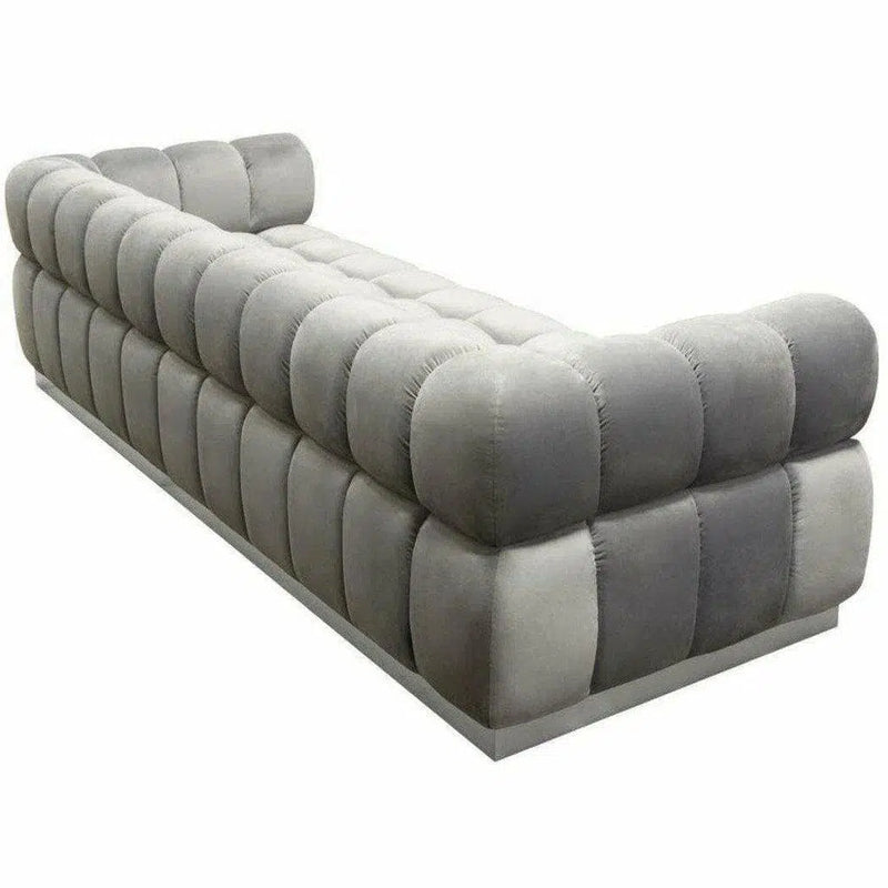 Low Profile Sofa in Platinum Grey Velvet Silver Base Sofas & Loveseats LOOMLAN By Diamond Sofa