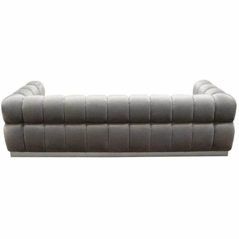 Low Profile Sofa in Platinum Grey Velvet Silver Base Sofas & Loveseats LOOMLAN By Diamond Sofa