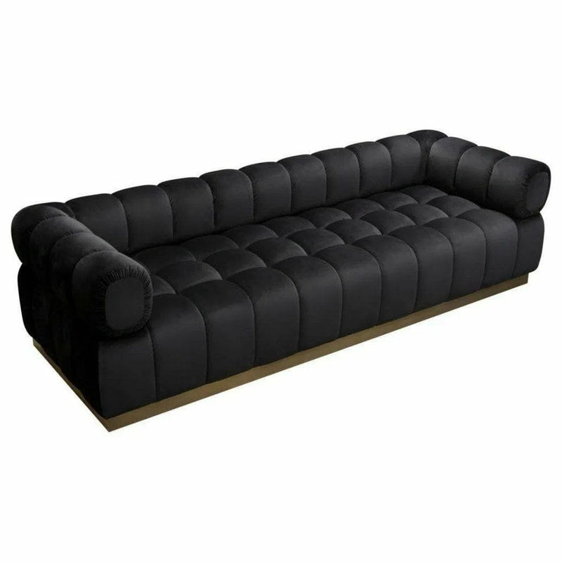 Low Profile Sofa in Black Velvet Gold Base Sofas & Loveseats LOOMLAN By Diamond Sofa