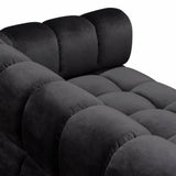 Low Profile Sofa in Black Velvet Gold Base Sofas & Loveseats LOOMLAN By Diamond Sofa