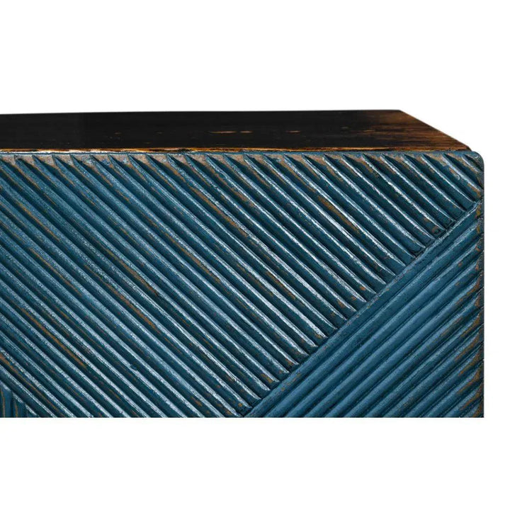 Low Wall Console TV Stand Blue Reclaimed Wood - LOOMLAN - Sarreid - TV Stands & Media Centers