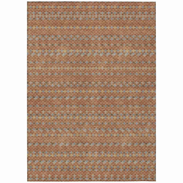 Lozenza Orange Washable Indoor - Outdoor Rug - LOOMLAN - LOOMLAN Rugs - Outdoor Rugs