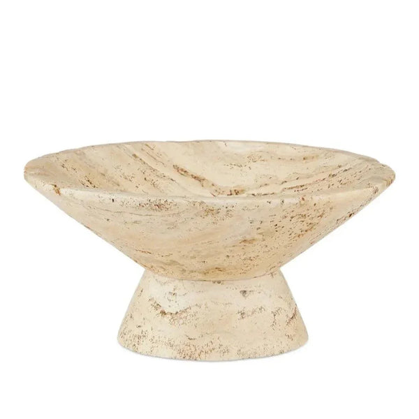 Lubo Travertine Large Bowl - LOOMLAN - Currey & Co - Boxes & Bowls