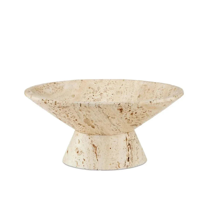 Lubo Travertine Small Bowl - LOOMLAN - Currey & Co - Boxes & Bowls