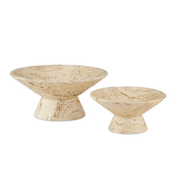 Lubo Travertine Small Bowl - LOOMLAN - Currey & Co - Boxes & Bowls