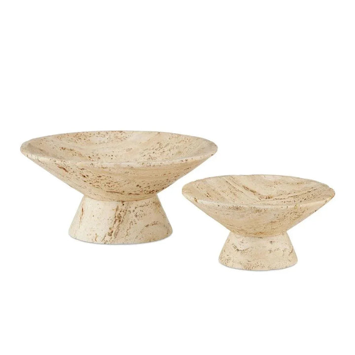 Lubo Travertine Small Bowl - LOOMLAN - Currey & Co - Boxes & Bowls