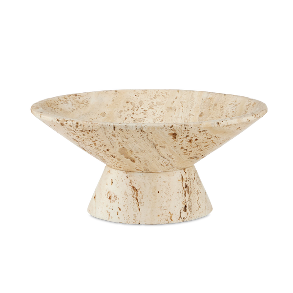 Lubo Travertine Small Bowl-Boxes & Bowls-Currey & Co-LOOMLAN
