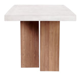 Lucca Teak and Concrete Counter Table - Ivory White Outdoor Accent Table-Outdoor Side Tables-Seasonal Living-LOOMLAN