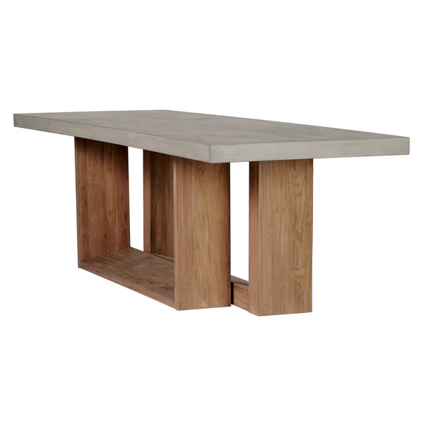 Lucca Teak and Concrete Counter Table - Slate Gray Outdoor Accent Table-Outdoor Side Tables-Seasonal Living-LOOMLAN
