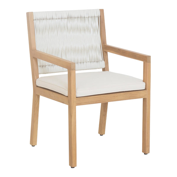  Luce Teak Wood and Wicker Outdoor Dining Chair Moe' Home