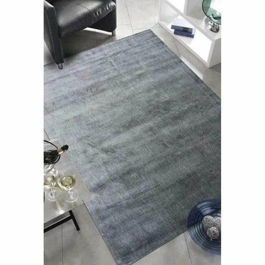 Lucens Aqua Blue Solid Handmade Area Rug