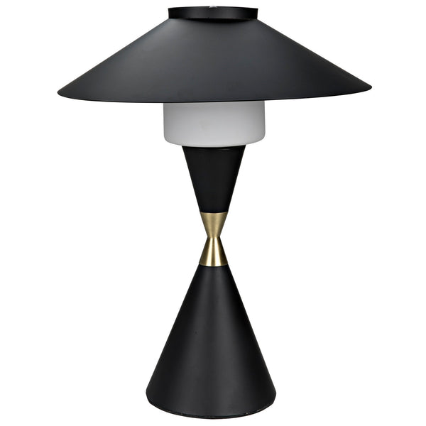 Lucia Black Steel Table Lamp-Table Lamps-Noir-LOOMLAN