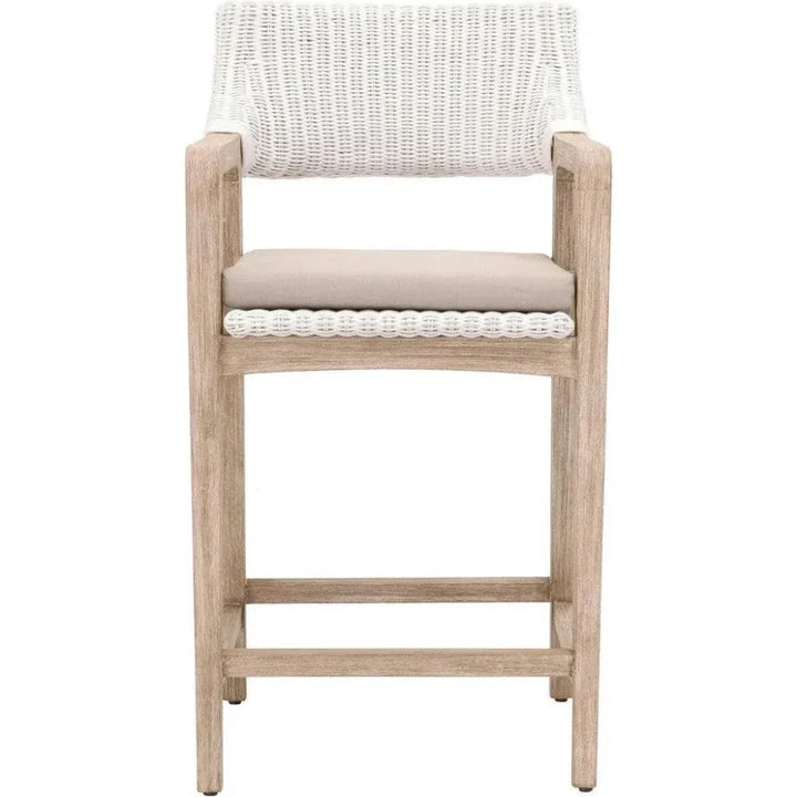 Lucia White Wicker Counter Stool Back & Arms - LOOMLAN - Essentials For Living - Counter Stools