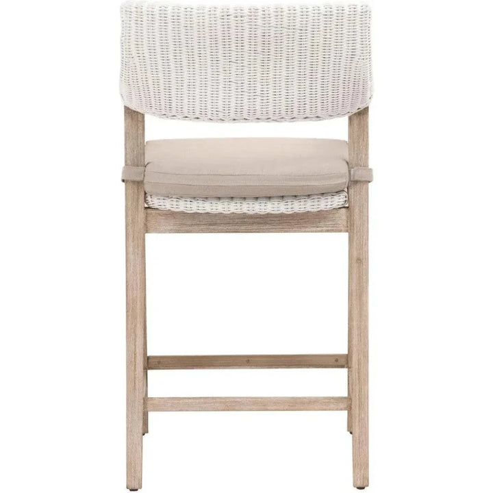 Lucia White Wicker Counter Stool Back & Arms - LOOMLAN - Essentials For Living - Counter Stools