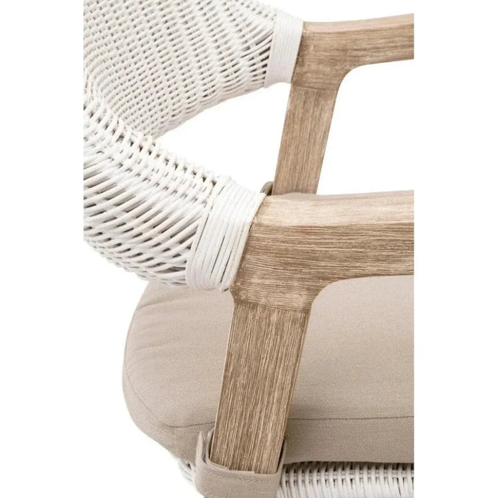 Lucia White Wicker Counter Stool Back & Arms - LOOMLAN - Essentials For Living - Counter Stools
