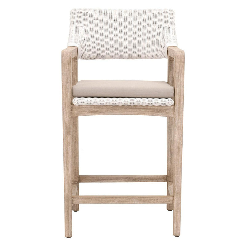 Lucia White Wicker Counter Stool With Back and Arms Counter Stools LOOMLAN By Essentials For Living