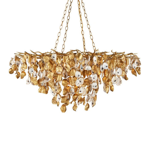 Lucullan 14-Light Gold Chandelier-Chandeliers-Currey & Co-LOOMLAN